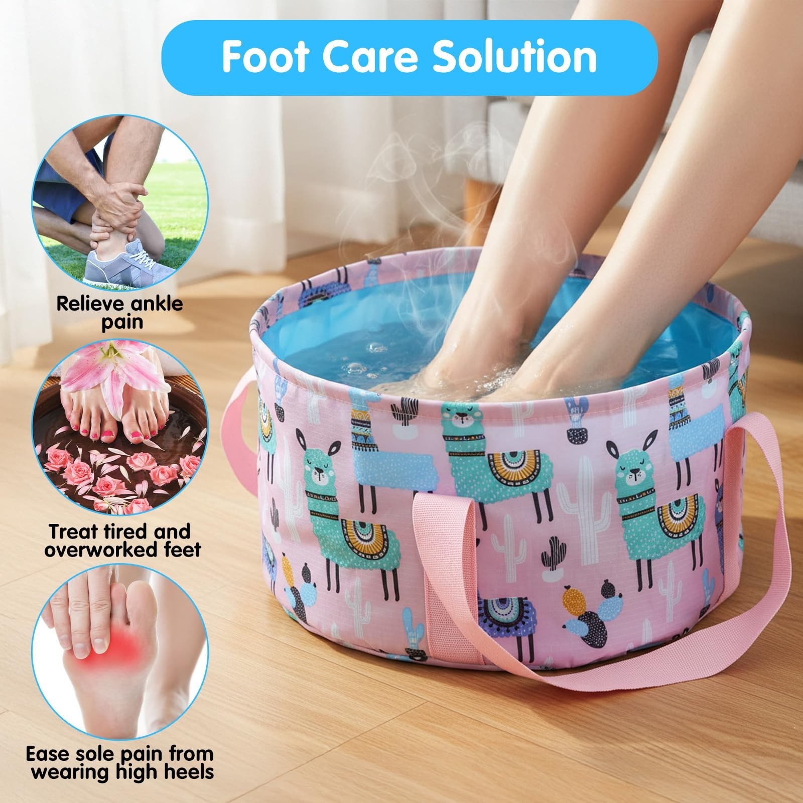 Collapsible Bucket for Soaking Feet - Portable Foldable Foot Bath Tub Spa Bas...