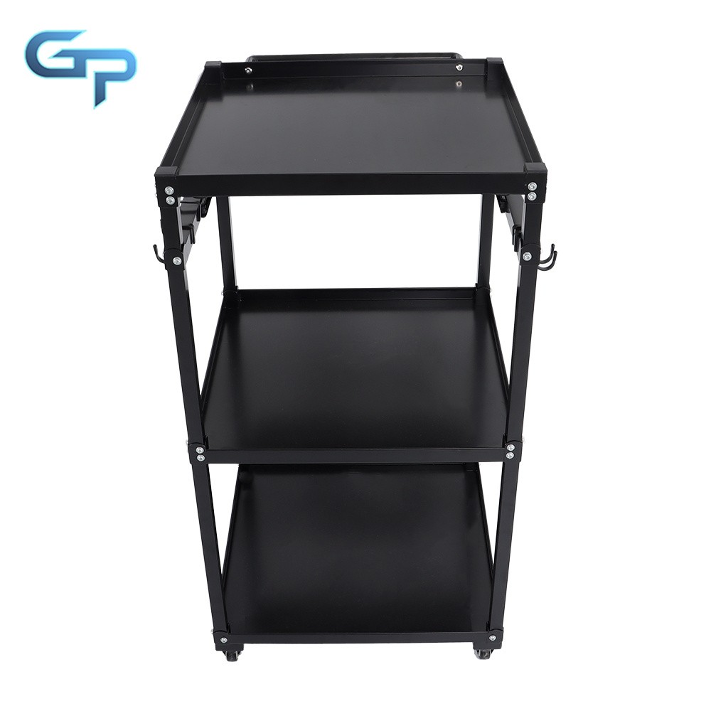 3 Shelves Aluminum AV Utility Cart With Keyboard Tray Height Adjustable Height