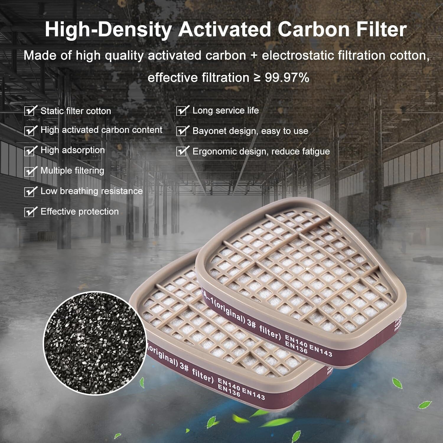 1-10Pair 6001CN Organic Cartridge Filters For 6200 6000 7502 Respirator Gas Mask