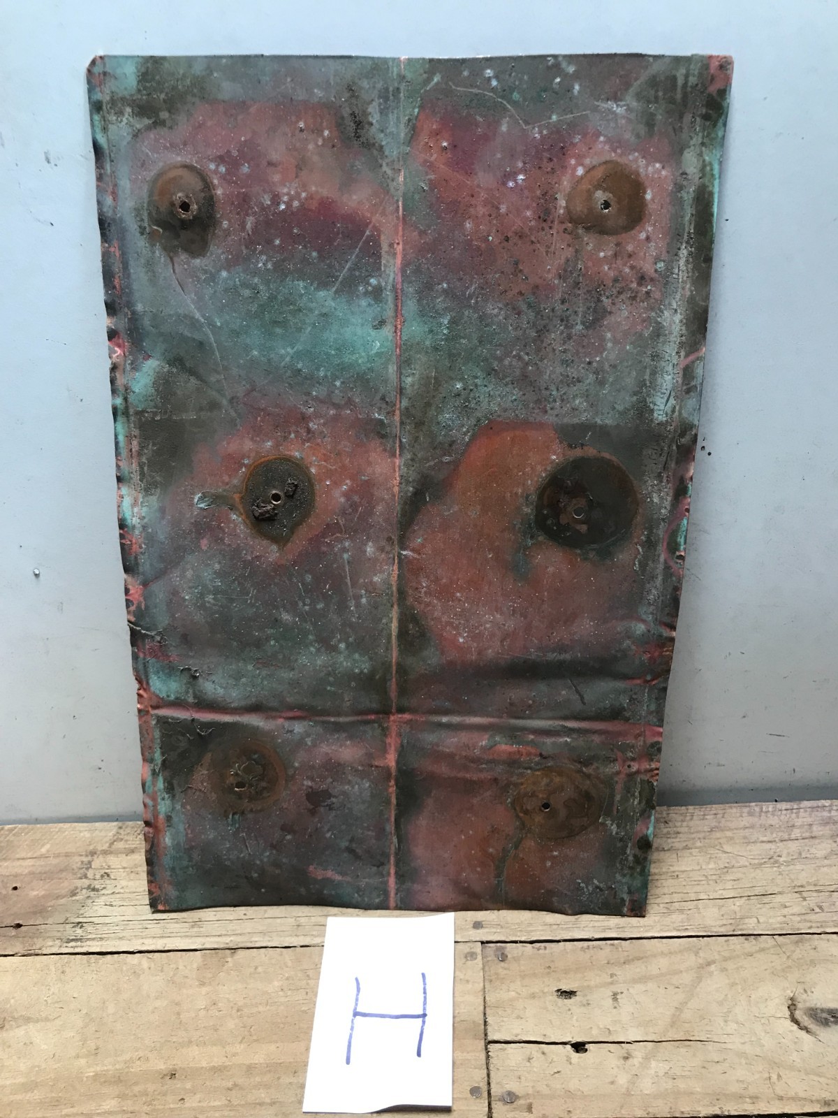 Sheet Copper 18" x 11 3/4" Natural Patina Colors Verdigris gauge 24 (H)