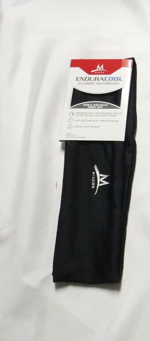 Mission ENDURACOOL Multi Cool Black HEADBAND Size SMALL & FREE Mission Towel NEW