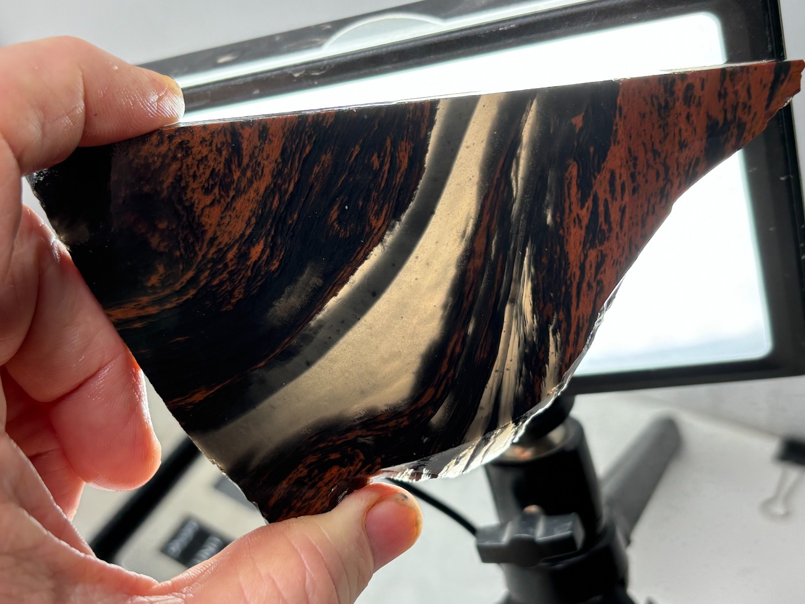 Tri-flow Sheen/Lace Obsidian Slab Lapidary Cabbing Knapping Combo ship avail