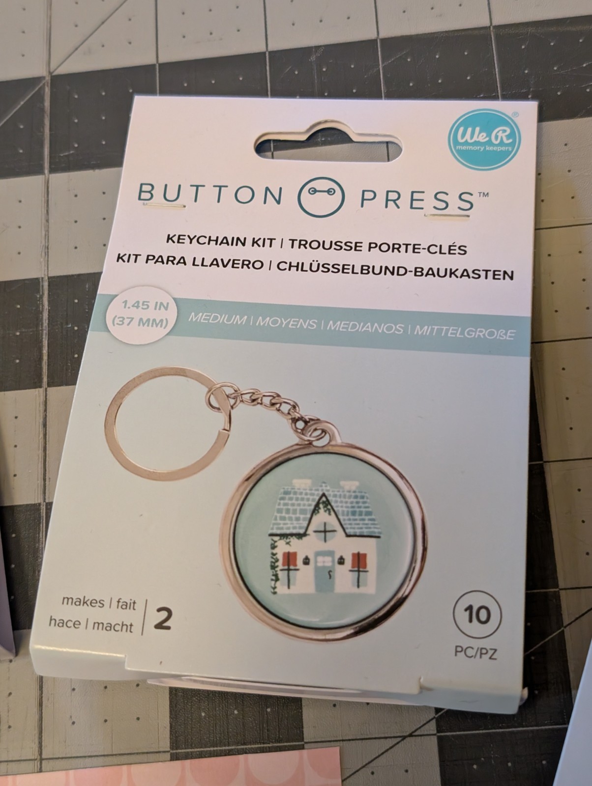 We R Memory Keepers Button Press Keychain Kit-Makes 2 - Lot of FOUR Pkgs Total