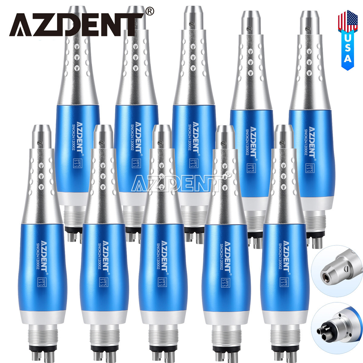 AZDENT Dental Hygiene Prophy Handpiece Air Motor 4HOLE 4:1 Nose Cone 360° Swivel