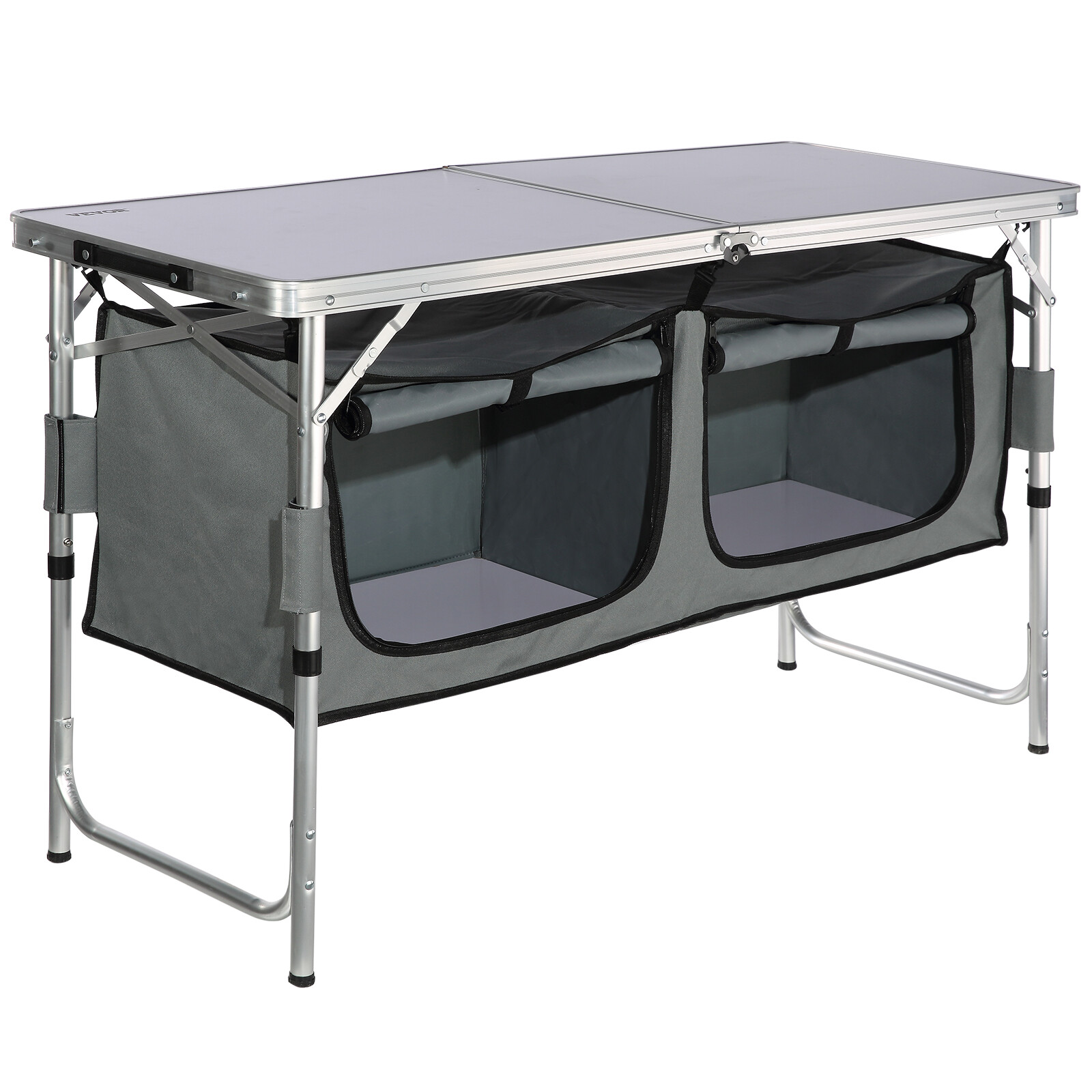 VEVOR Camping Kitchen Table Folding Portable Cook Station 3 Adjustable Heights