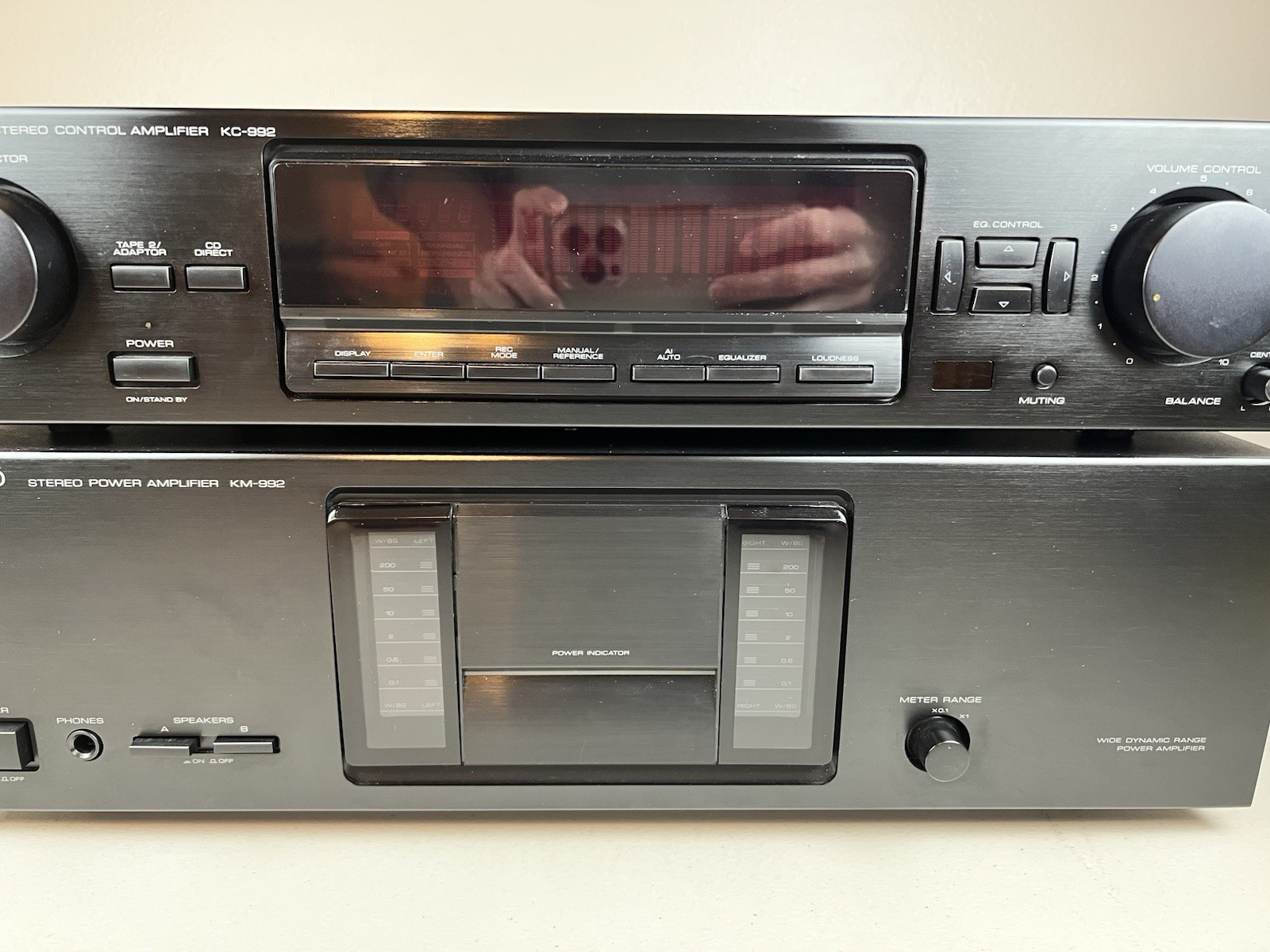 Vintage Kenwood KM-992 Stereo Power Amplifier & KC-992 Control Amplifier Tested