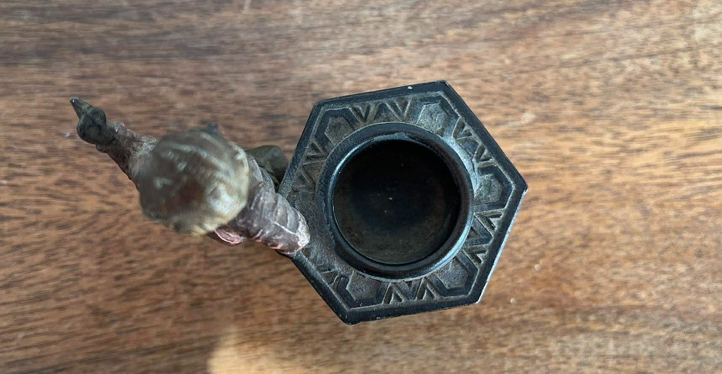 Antique Franz Bergman's School Austrian Cold Painted Boy with table c1900