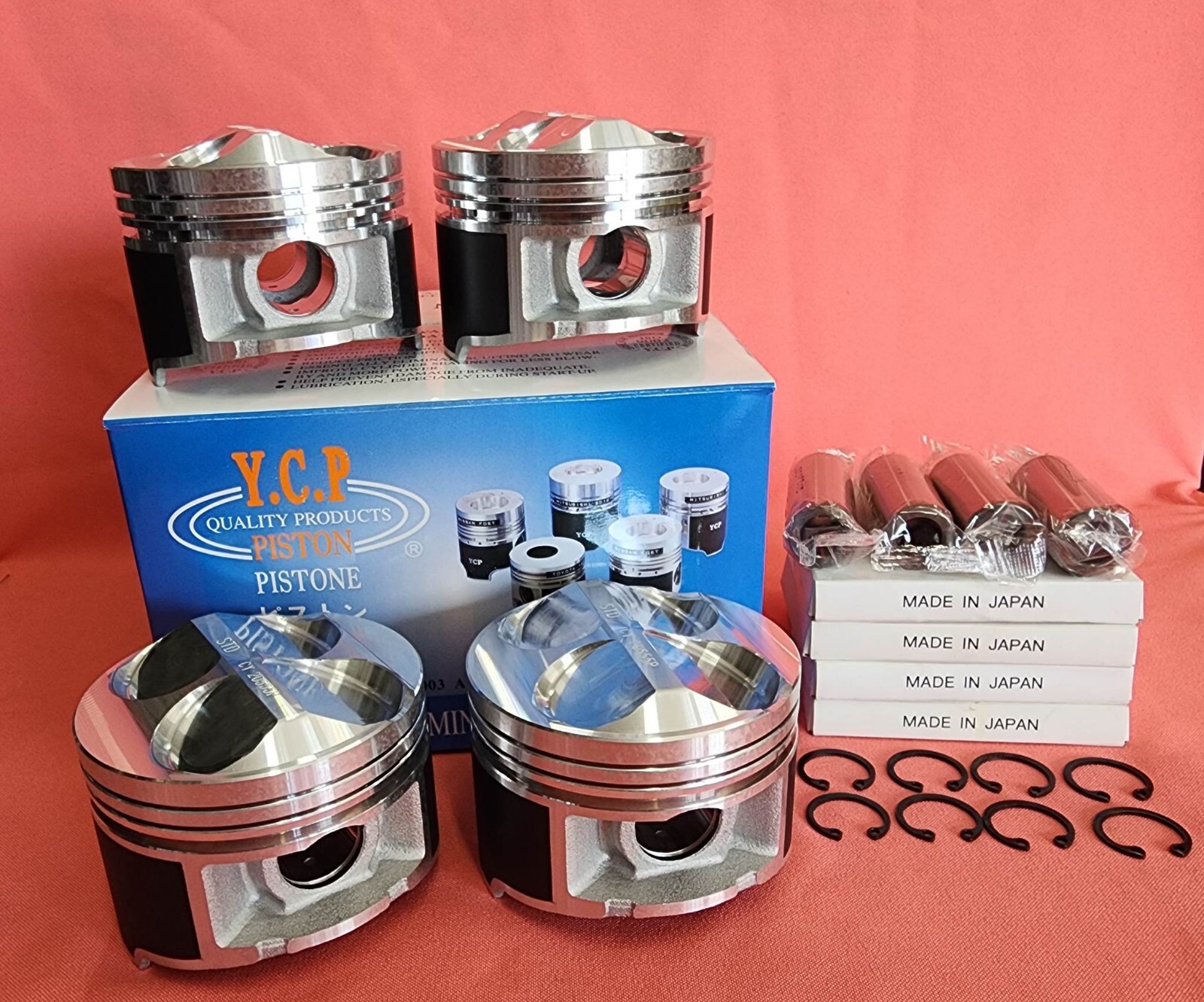 84mm High Compression YCP Pistons + JAPAN Rings Honda Acura B20 FULL FLOATING