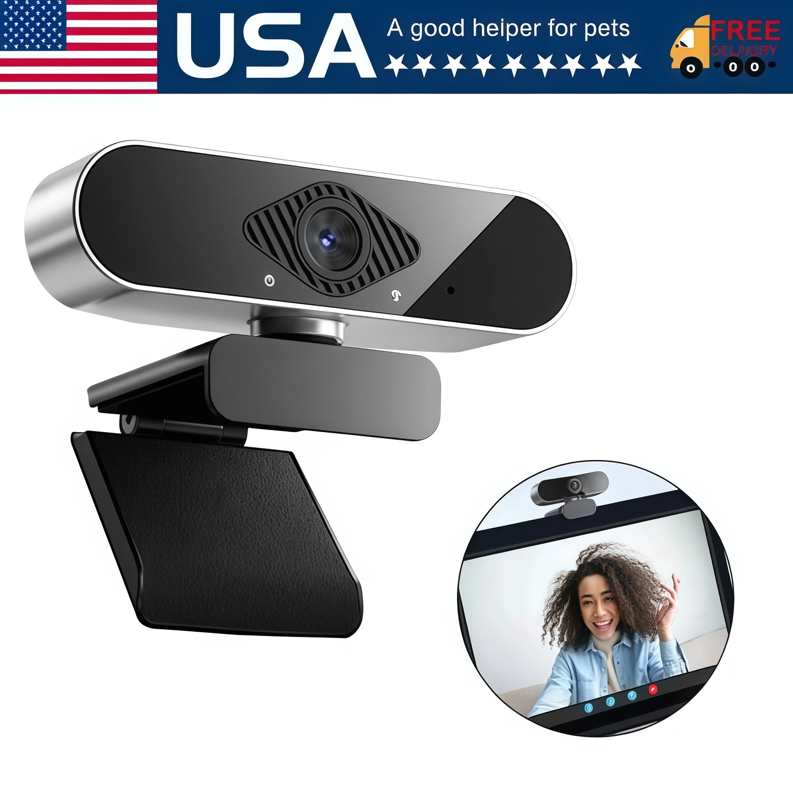 Webcam Auto Focusing Web Camera Full HD Cam Microphone For PC Laptop 1080P 1K US