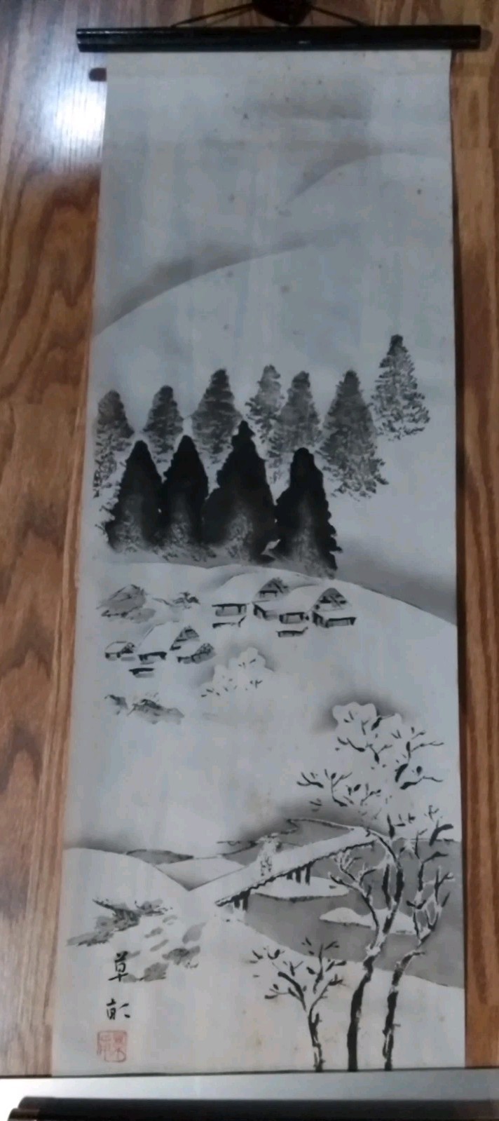 Vintage Japanese Kakejiku Inkwash Paintings 3 Scrolls