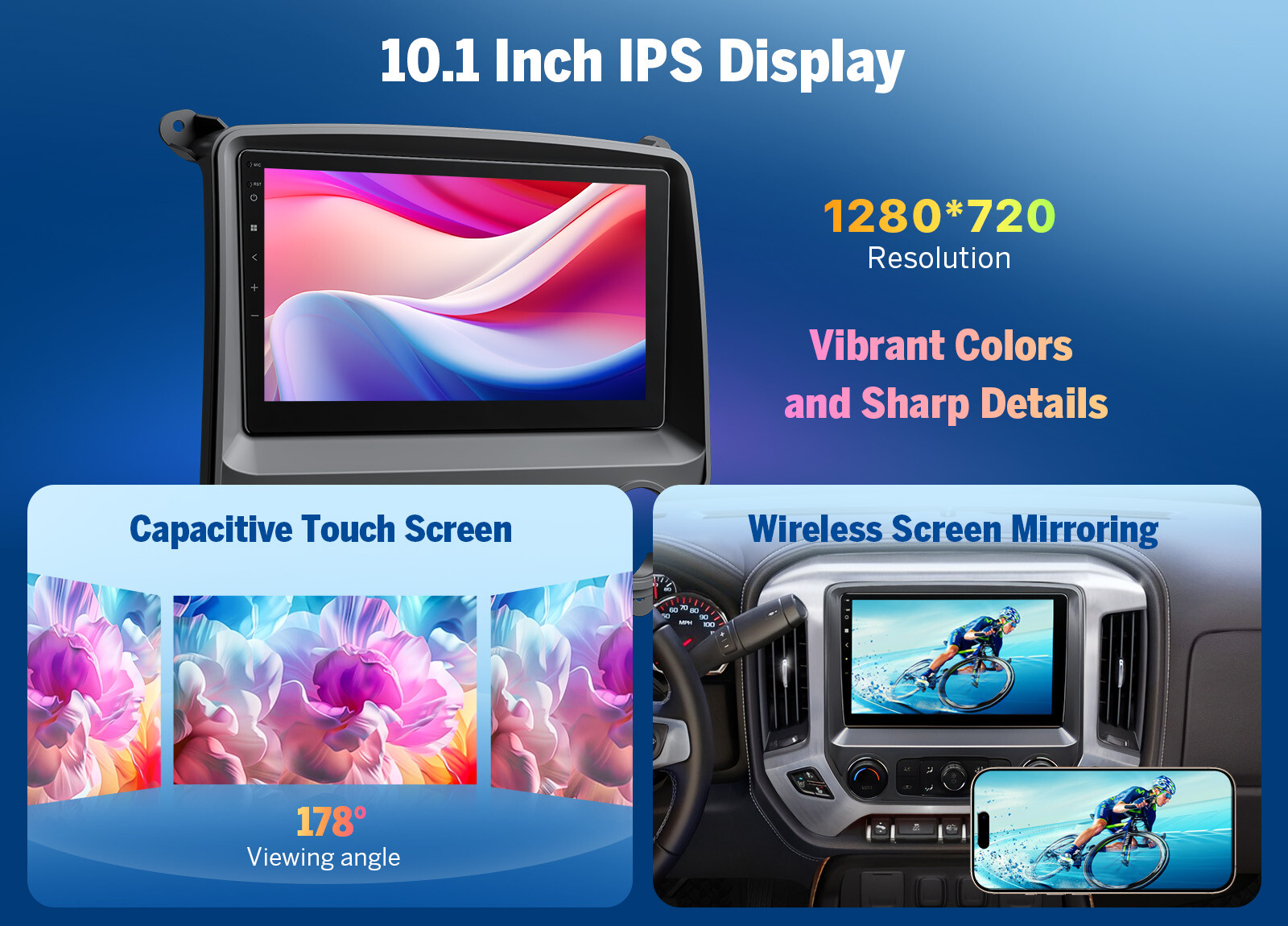 Android 13 10.1" Car Stereo GPS CarPlay For Chevy Silverado GMC Sierra 2014-2018