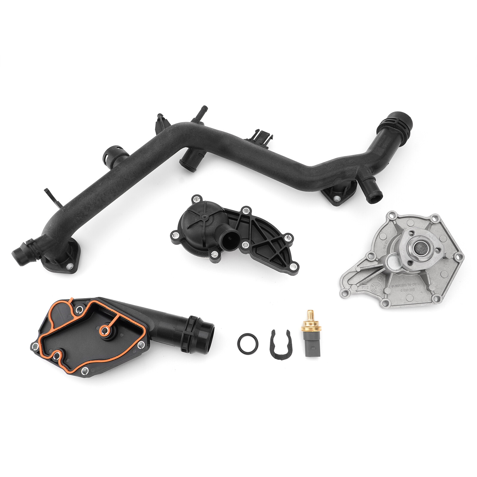 Water Pump+Thermostat+Pipe+Thermal Switch+Gasket for 2009-2012 Audi Q5 3.2L V6
