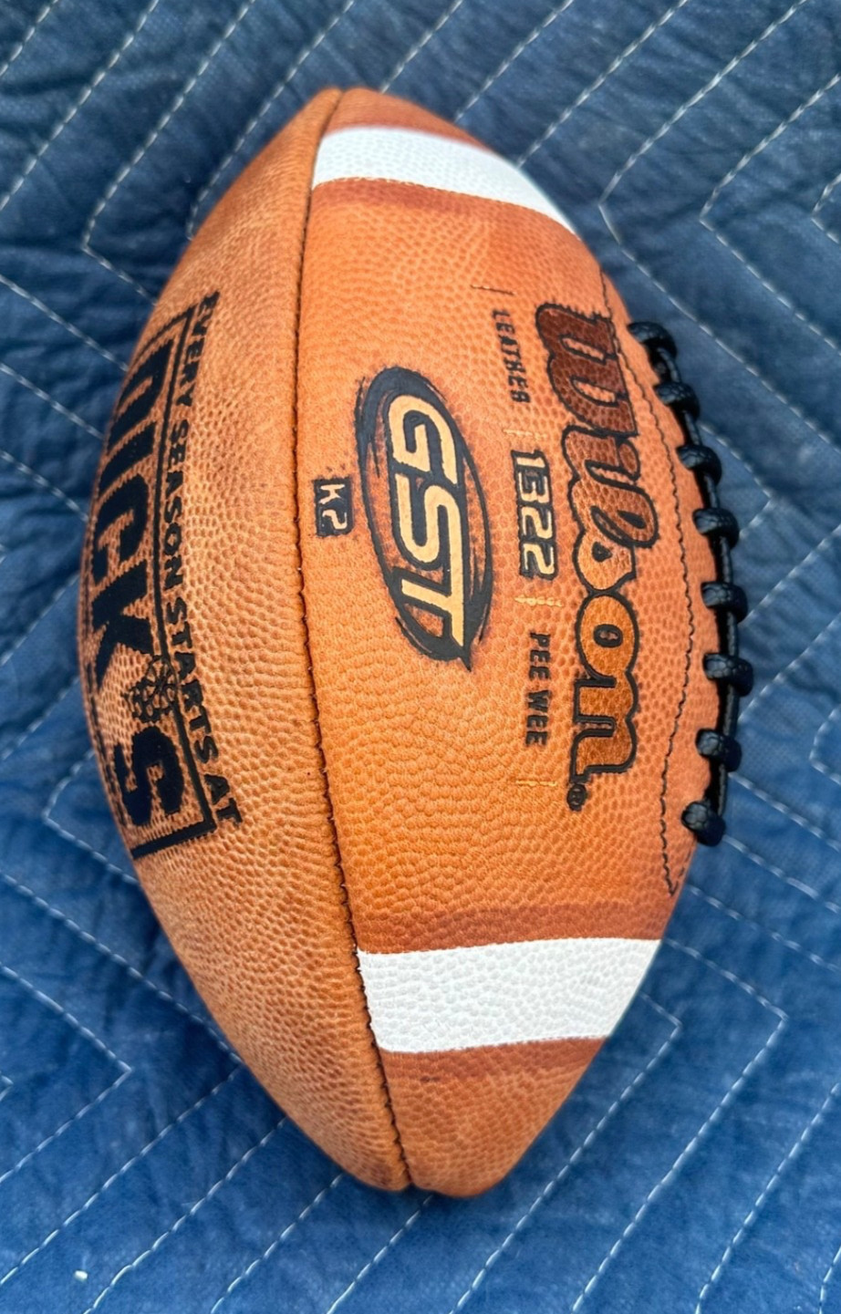 Wilson GST K2 Pee Wee 6-9 Youth Football WTF1322 Brown Leather Made in USA!!!