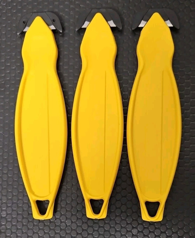 3x (N.O.S) Yellow Klever Koncepts Safety Cutter 5¾" Long