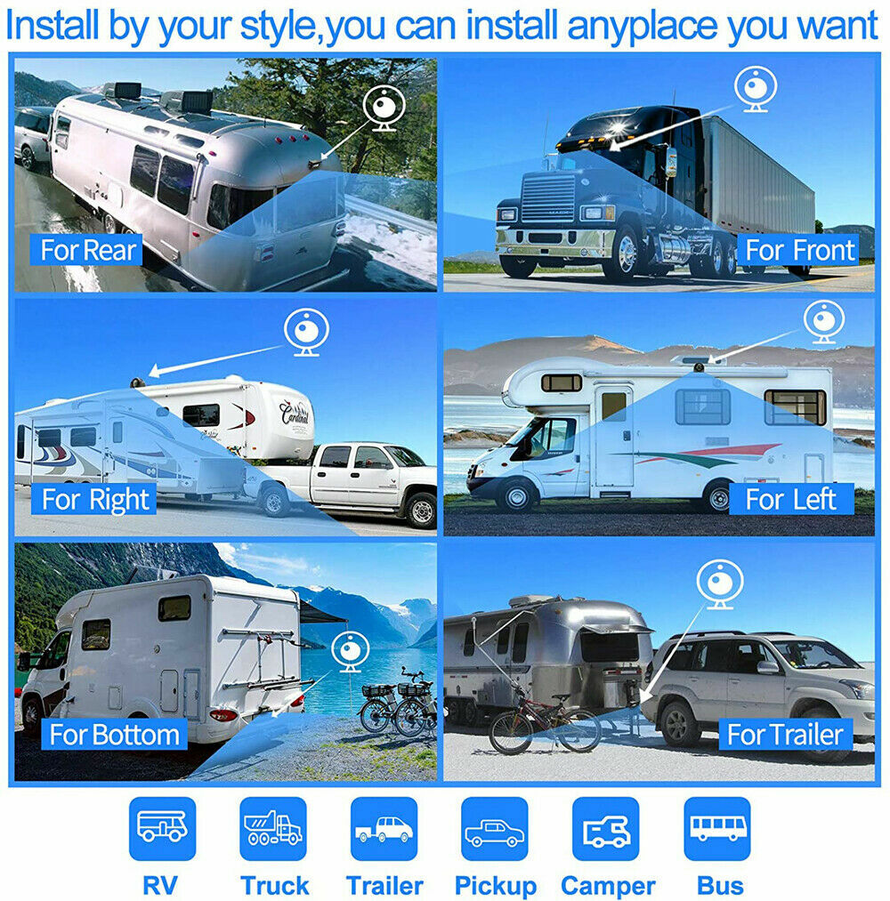 Panorama 10.36" Quad Monitor 360° Parking System DVR Backup HD Cameras Truck RV