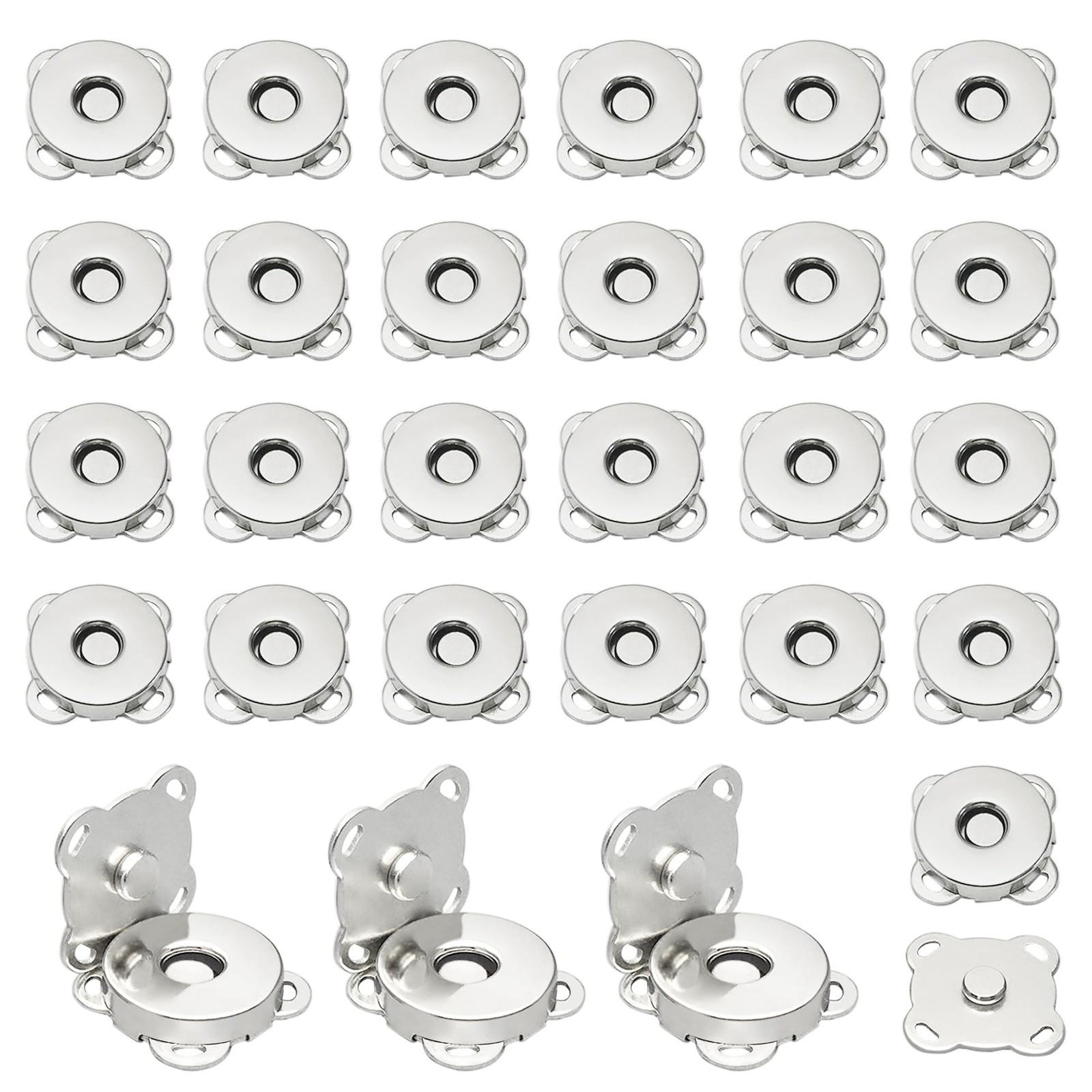 30 Sets Magnetic Snap Buttons,14mm Silver Button for 5.51,
