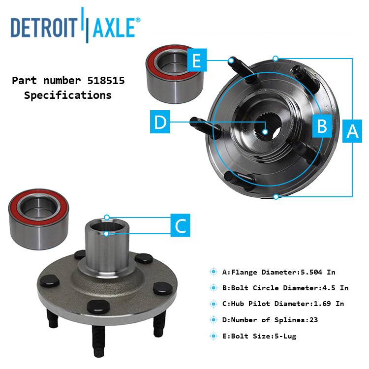Pair (2) Front Wheel Hub and Bearings for 2001-2009 2010 2011 2012 Ford Escape