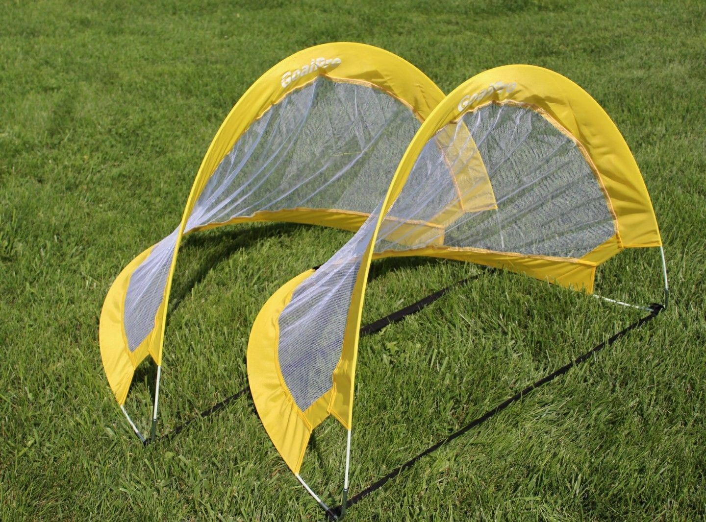 (2) NEW GOAL PRO® Portable Foldable SOCCER GOAL CHILD SOCCER GAME COACH YELLOW