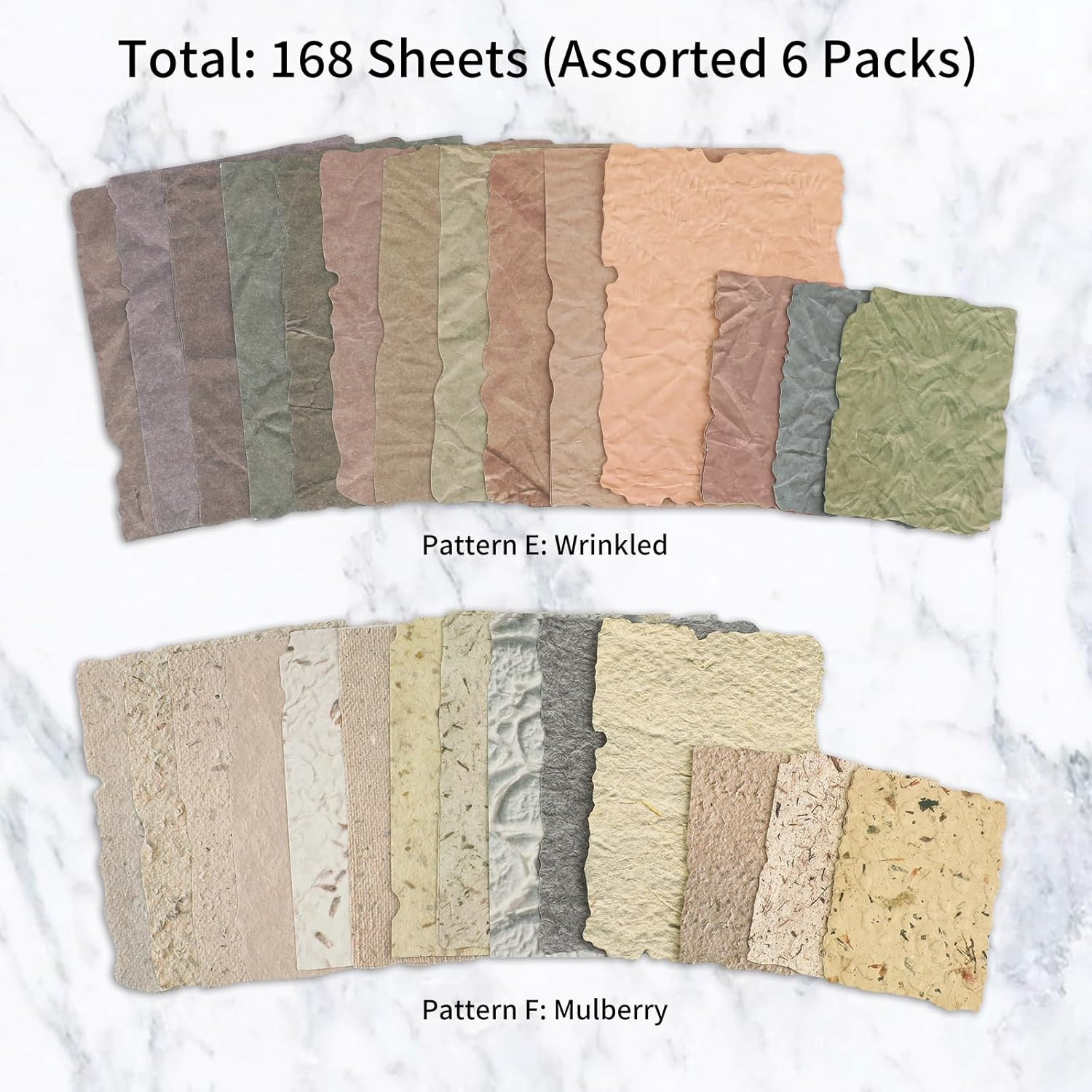 168 Sheets Vintage Scrapbook Paper with Embossed Texture, 6 Pack Assorted Handma