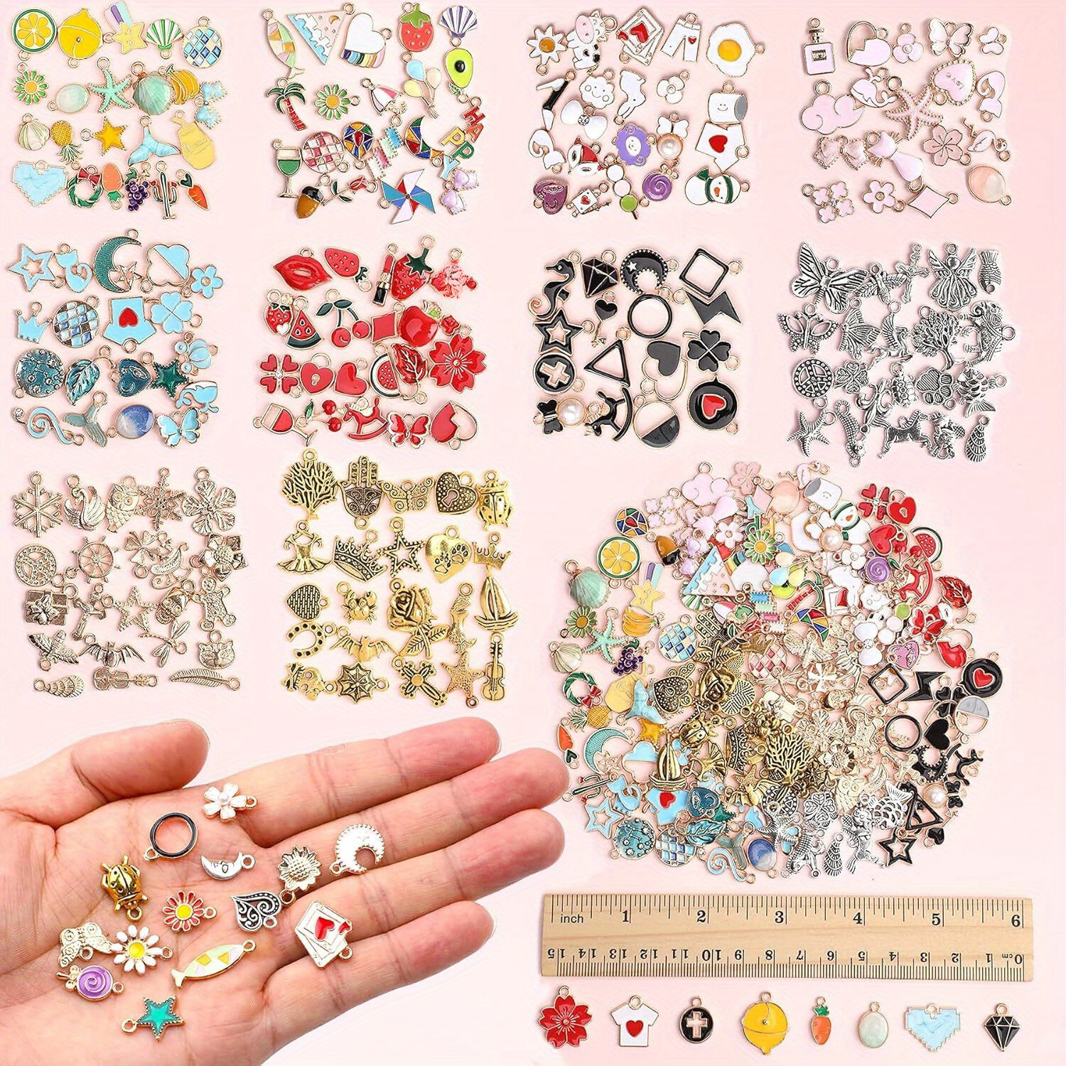 400 Pcs Random style Charms Bulk Assorted Gold Plated Enamel Pendants Earring