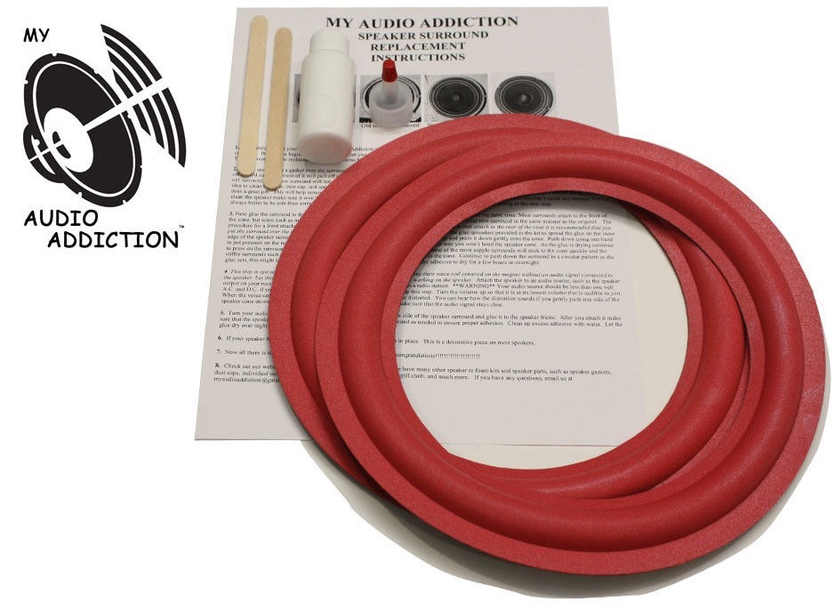 FOAM SPEAKER SURROUND REPAIR KIT FOR CERWIN VEGA RE-25 10" RED OVER GREY FOAM !!