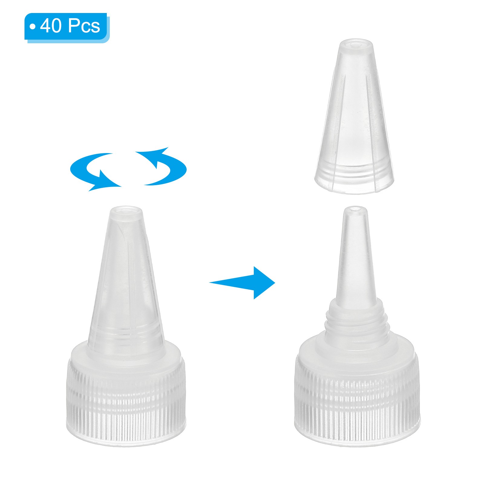 Twist Bottle Caps, 40Pcs 20/410 Squeeze Bottle Cap Replacement Caps Clear