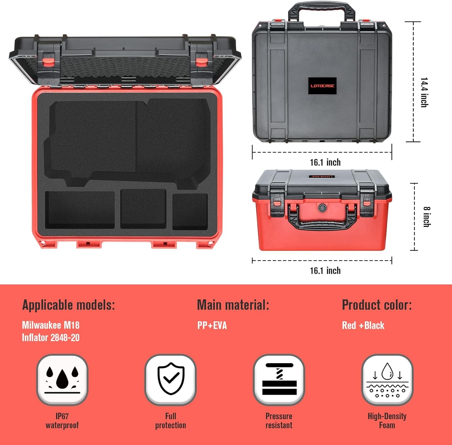 Air Compressor Case for Milwaukee Inflator: Waterproof Hard Cases for Milwaukee