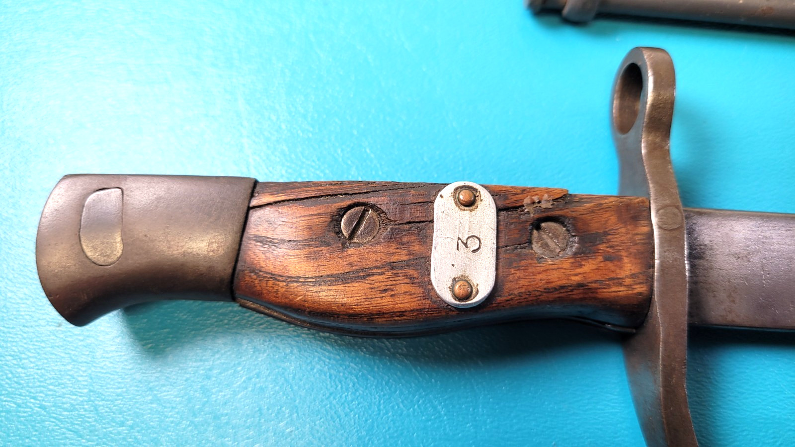 WWII Japanese Arisaka Training Bayonet Knife + Sheath + Metal Tag Brace TR446