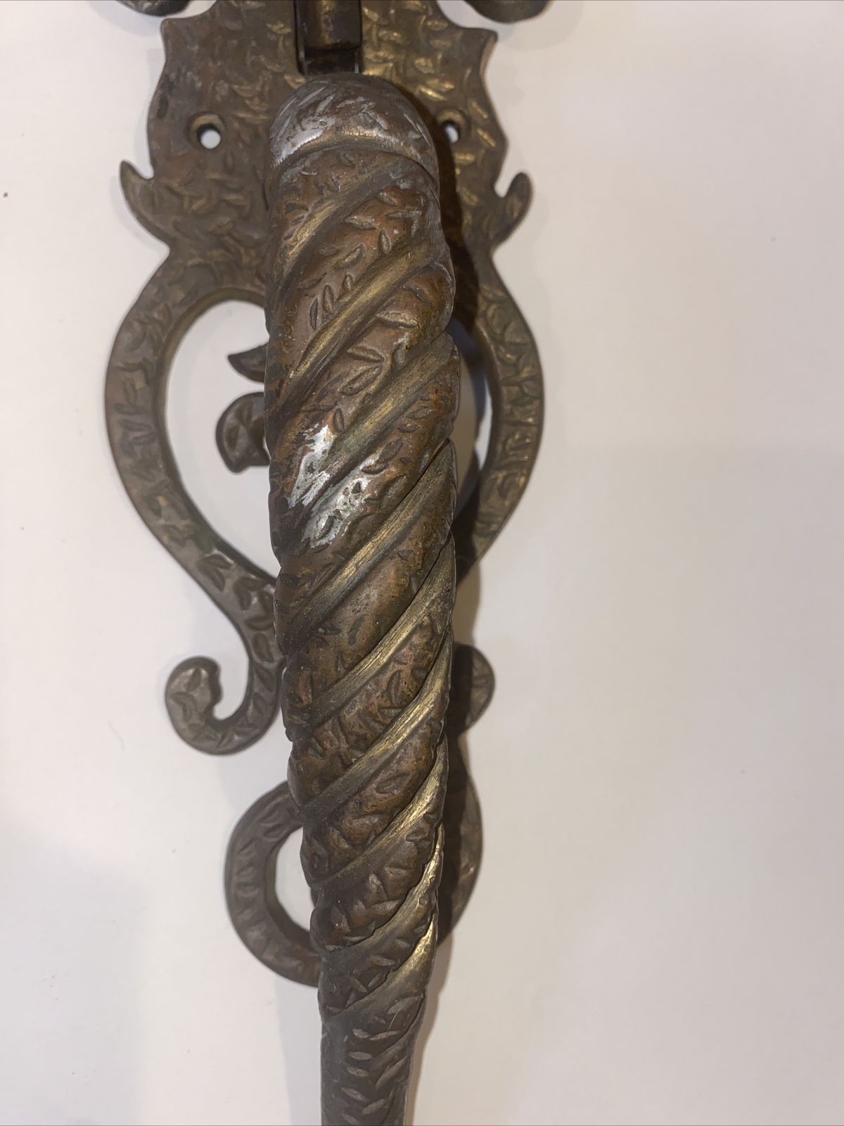 Antique Bronze/Brass Door Handle Pulls Pair Gothic Architectural Hardware 15”