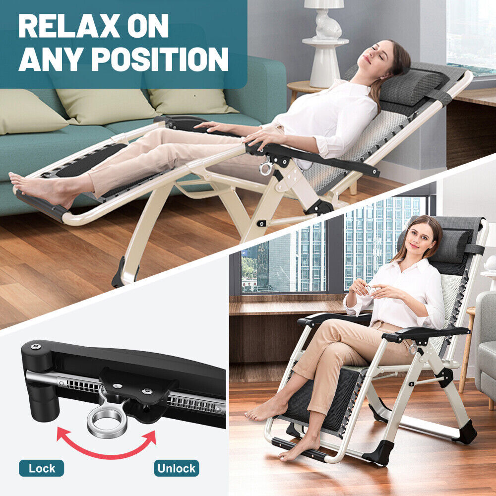 Slsy Zero Gravity Chair Folding Adjustable Reclining Patio Lounge Chair Mattress