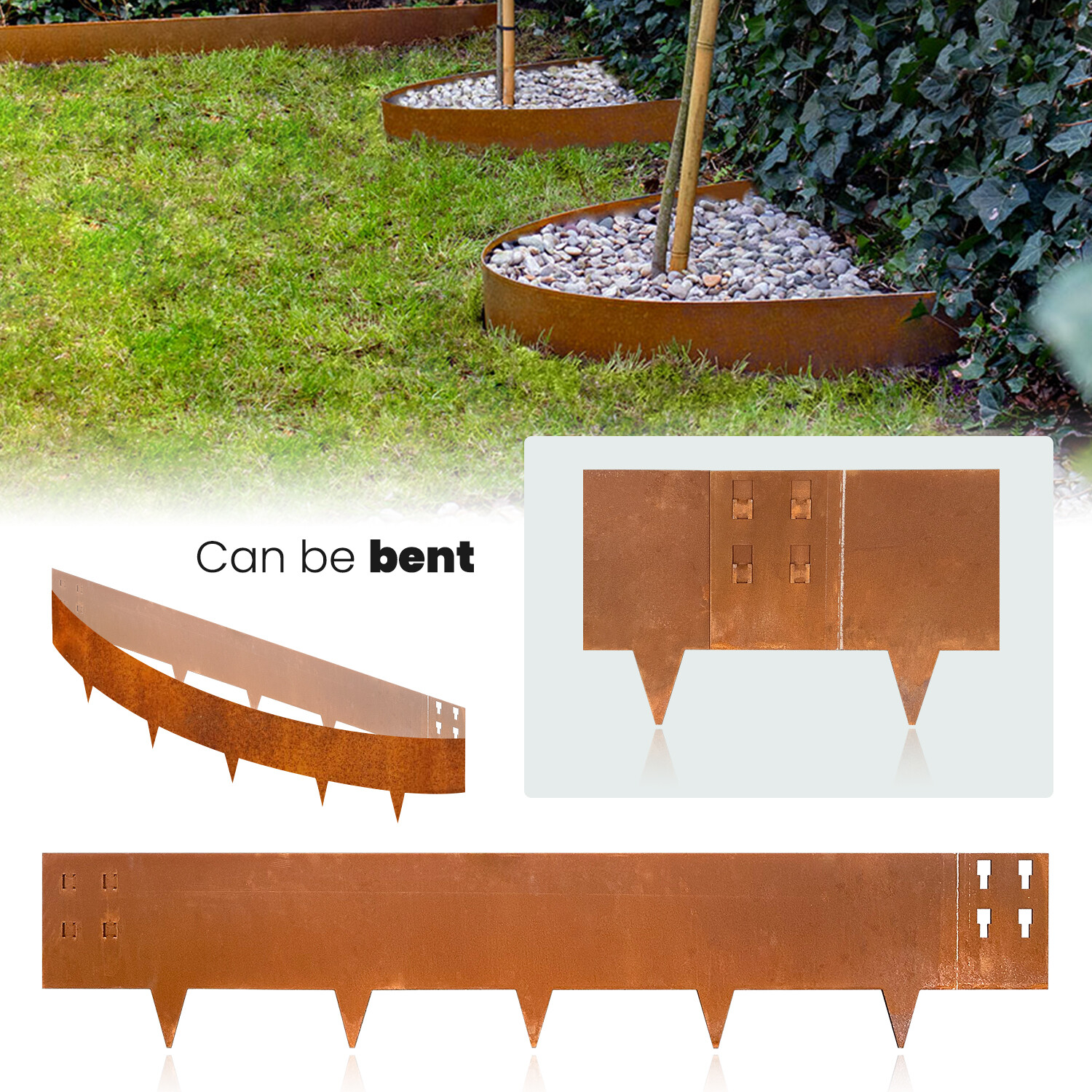 8-INCH Corten Steel Edging 6-PACK Garden Lawn Landscape Rusted Metal Border 20FT