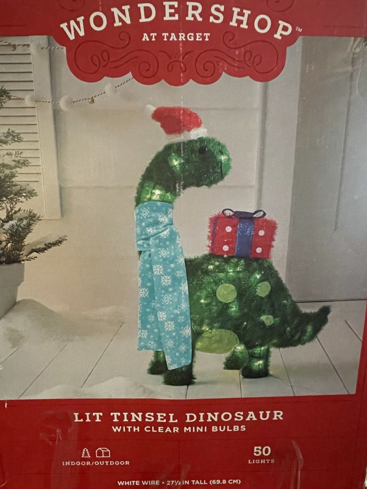 RARE Wondershop From Target Lit Tinsel Christmas Dinosaur WORKS, No Present