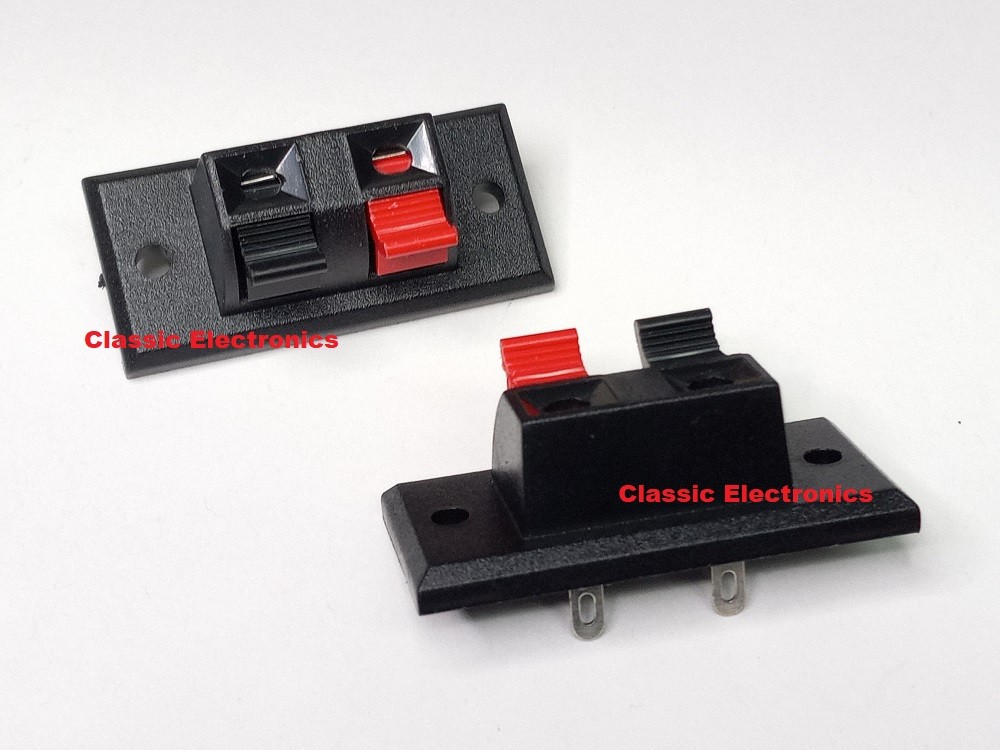 Push-Terminal Speaker Wire Connector Panel With Red & Black Terminals