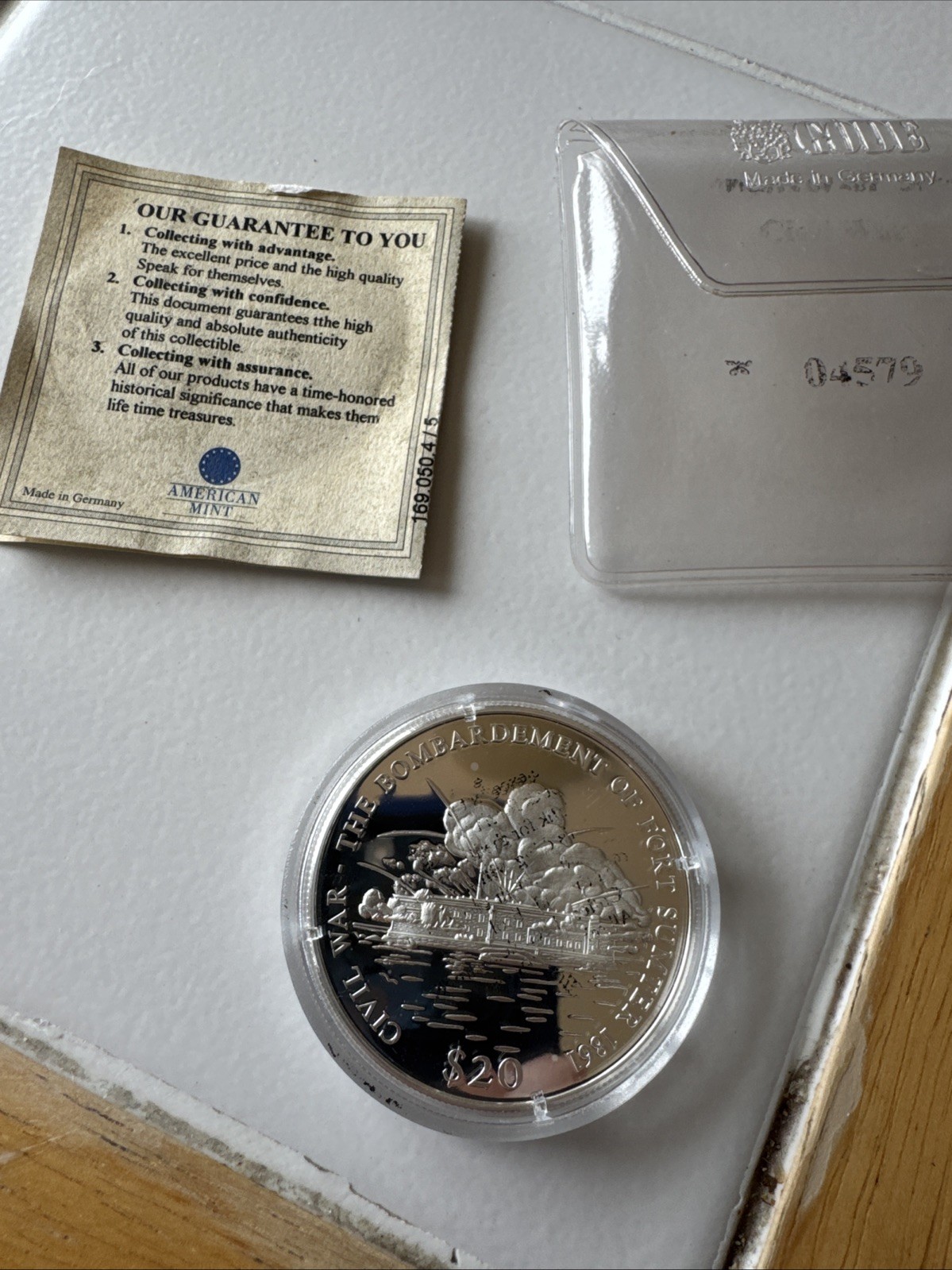 .999 SILVER 2000 LIBERIA $20 COIN CIVIL WAR THE BOMBARDMENT OF FORT SUMTER w/COA