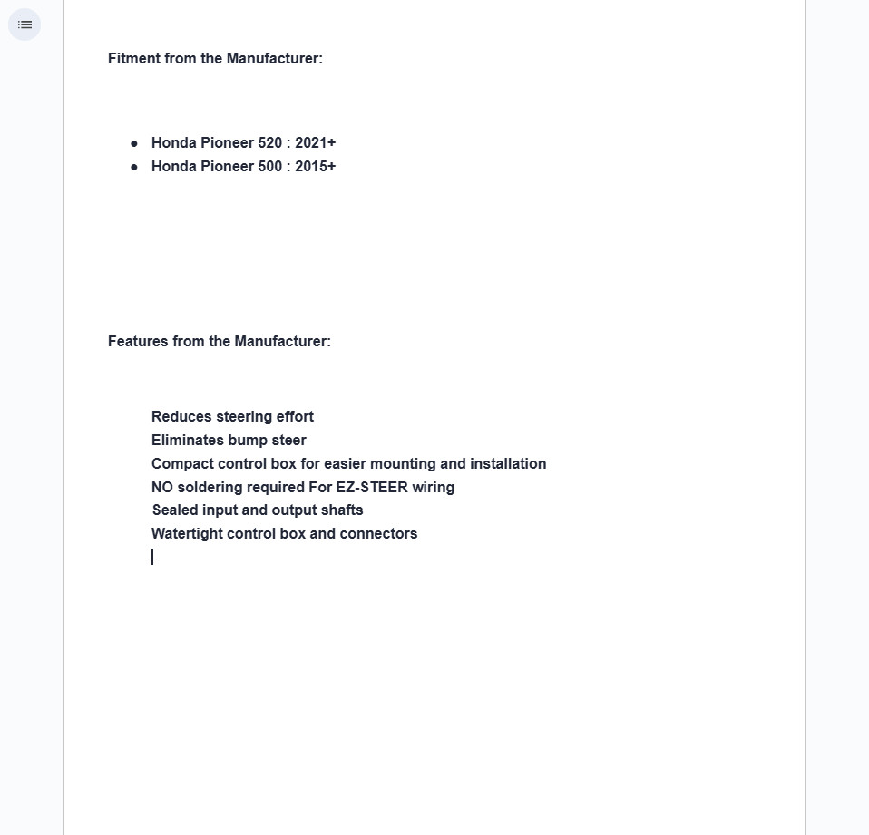 SuperATV Power Steering Kit For Honda Pioneer 500 2015+/ 520 2021+