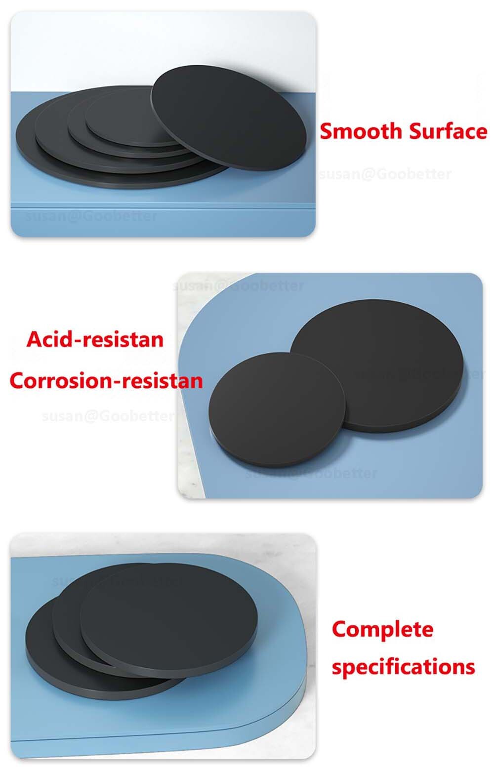 Circles Cut Disc Black PP Plastic Round Discs, Custom Sizes