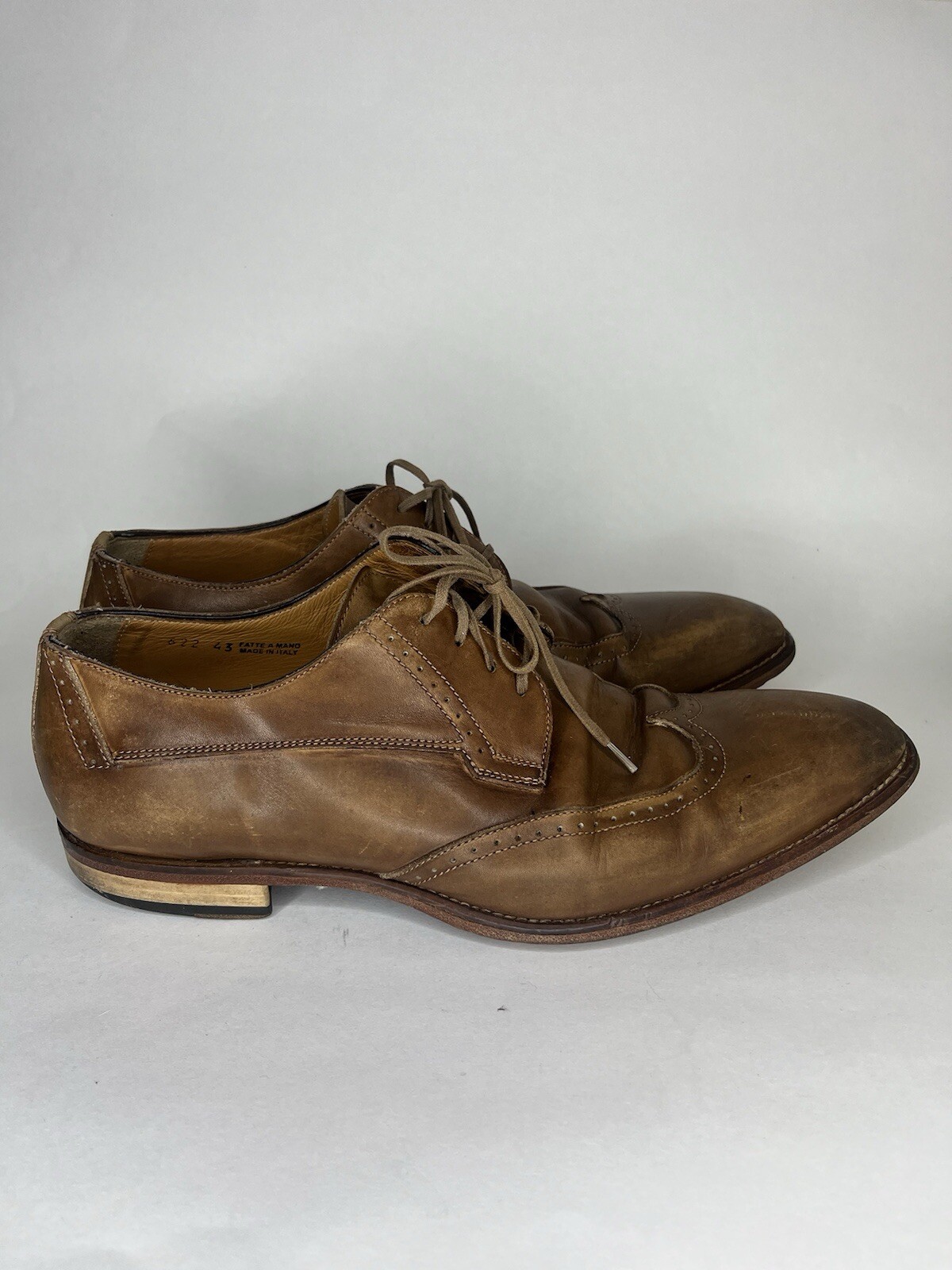 Jose Real Mens Sz 43 (US 10) Brown Leather Oxford Dress Shoes Hand Made In Italy