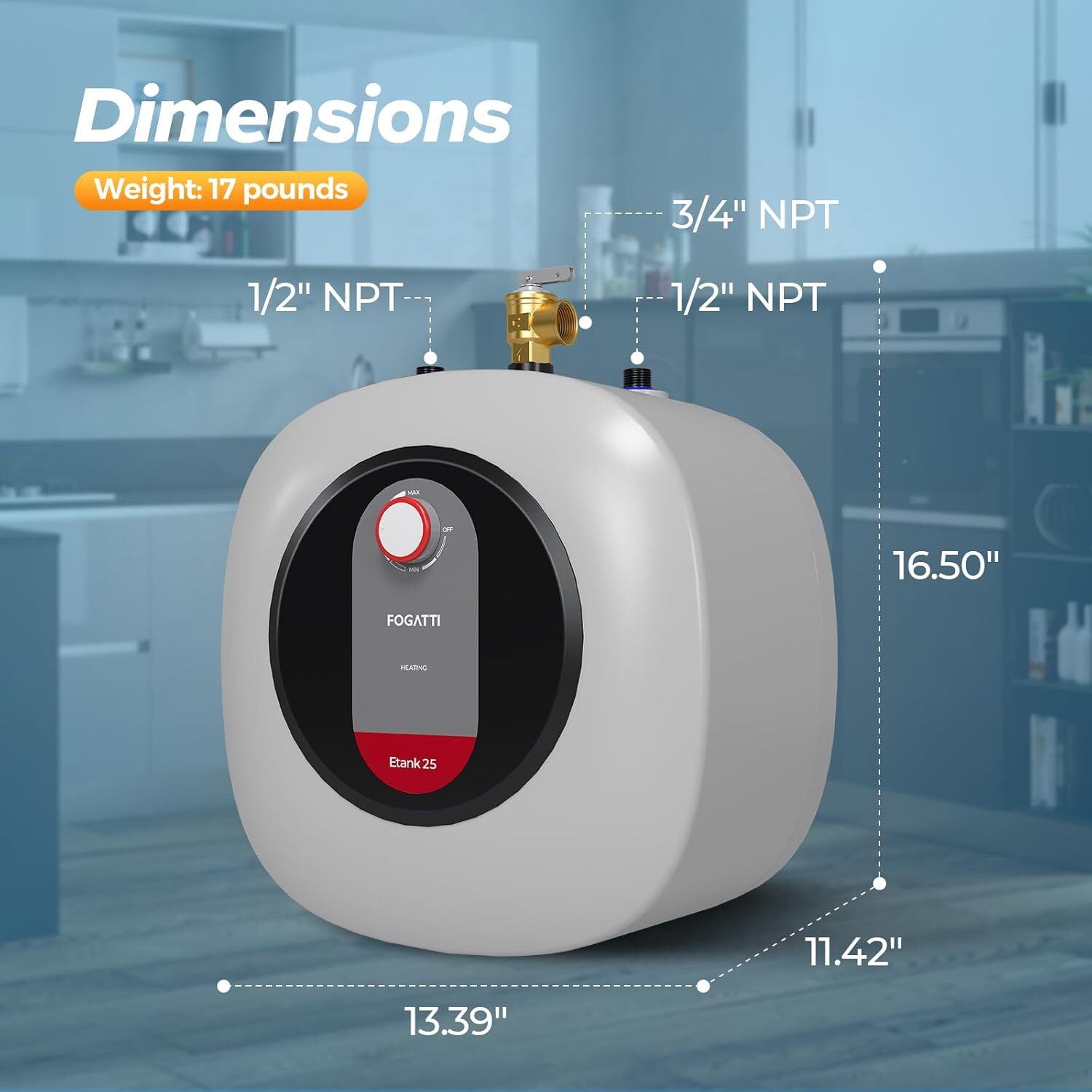 8/4/2.5 Gallon Electric Mini Tank Hot Water Heater Kitchen Sink Compact 1440W