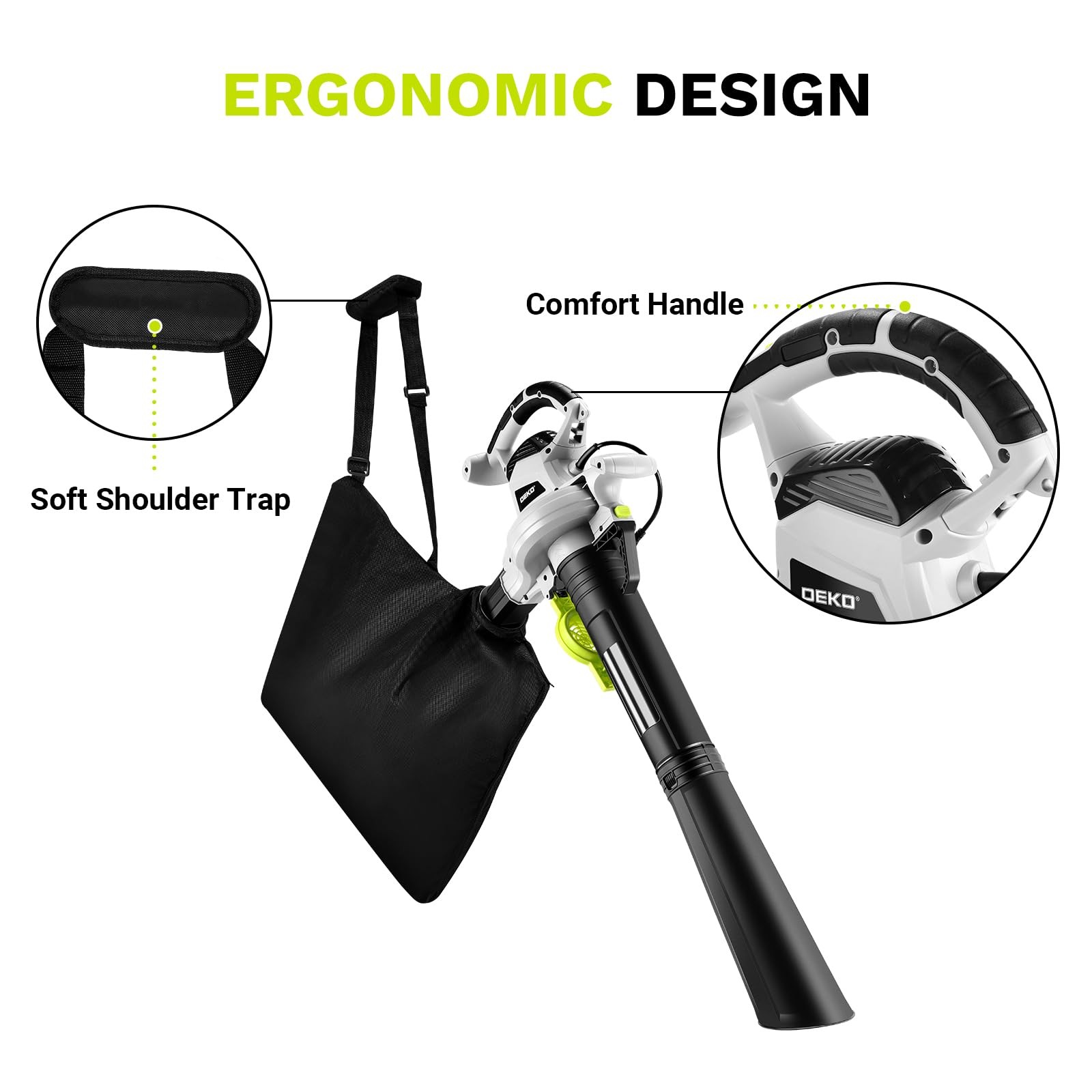 3-in-1 Electric Leaf Blower Vacuum Mulcher 12 Amp 450CFM with 40L Bag