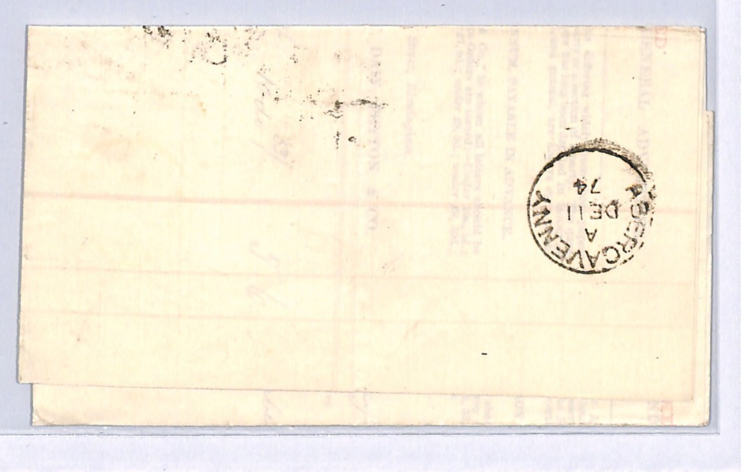 GB QV BANTAM ½d Plate 12 (JN) Cover Birmingham Advert EL 1874 Abergavenny XB47