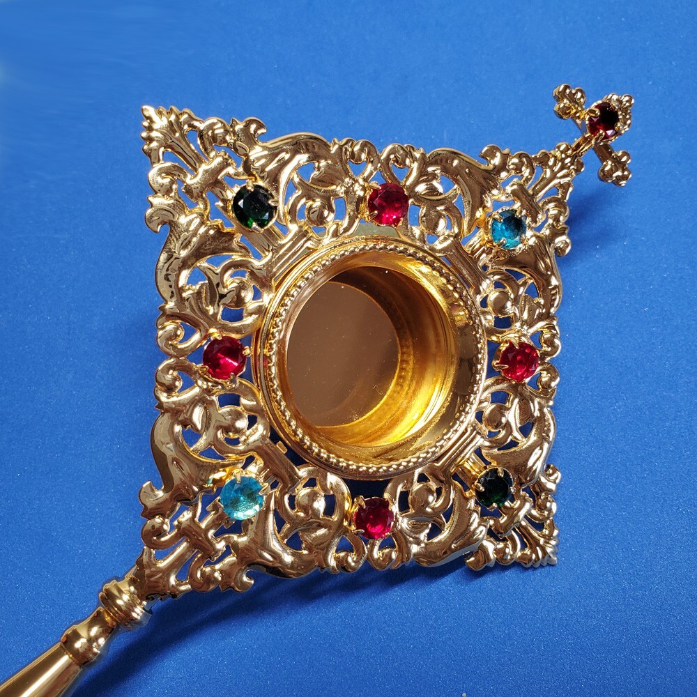 Brass Standing Reliquary Relic Holder Catholic Church Supply