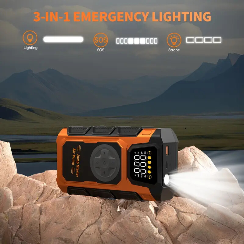 7000A Car Jump Starter With Air Compressor Pack Booster 12V Power Bank With Case