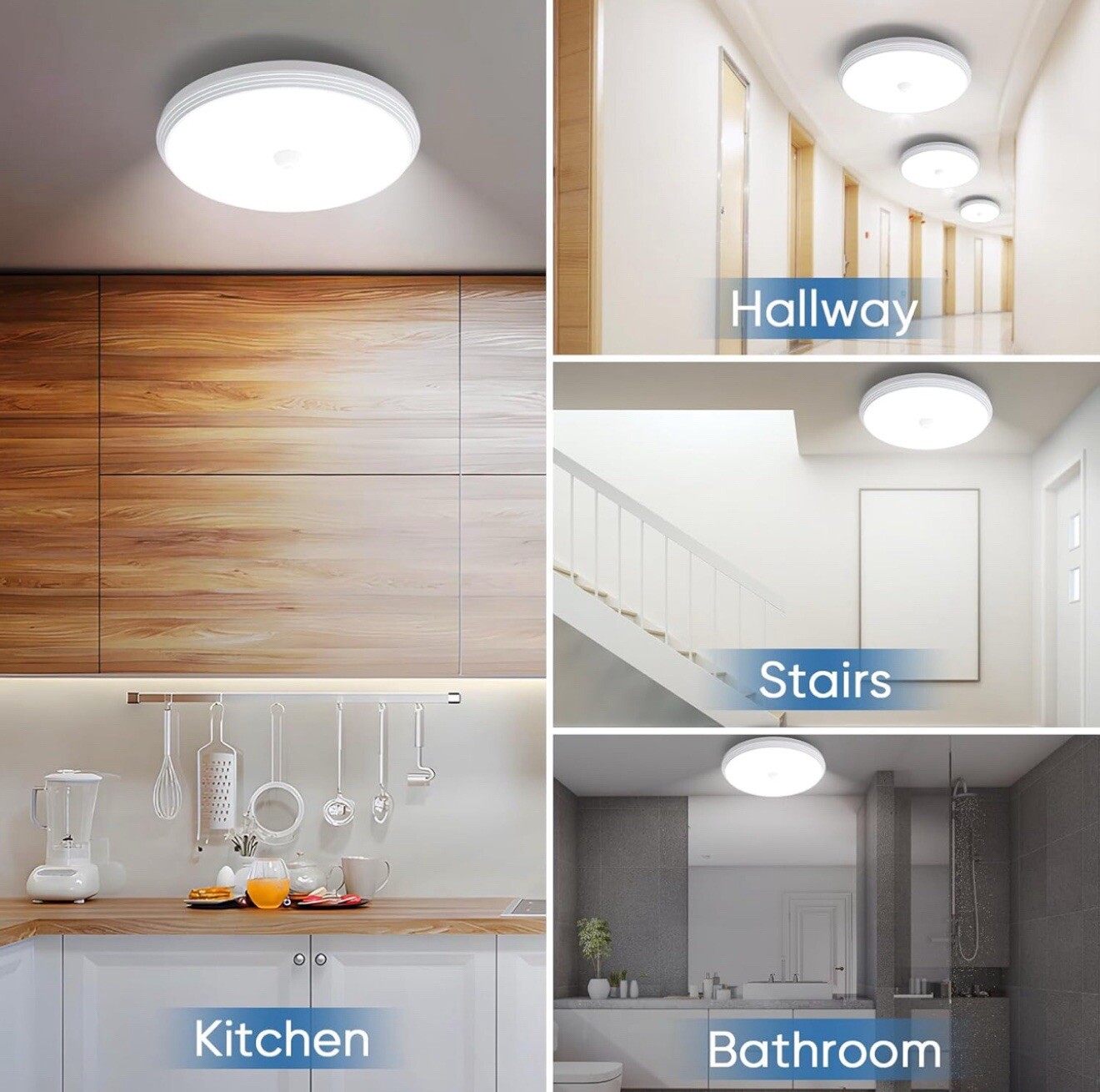 Rechargeable Closet Lights Motion Sensored, Battery Operated Ceiling Multicolor