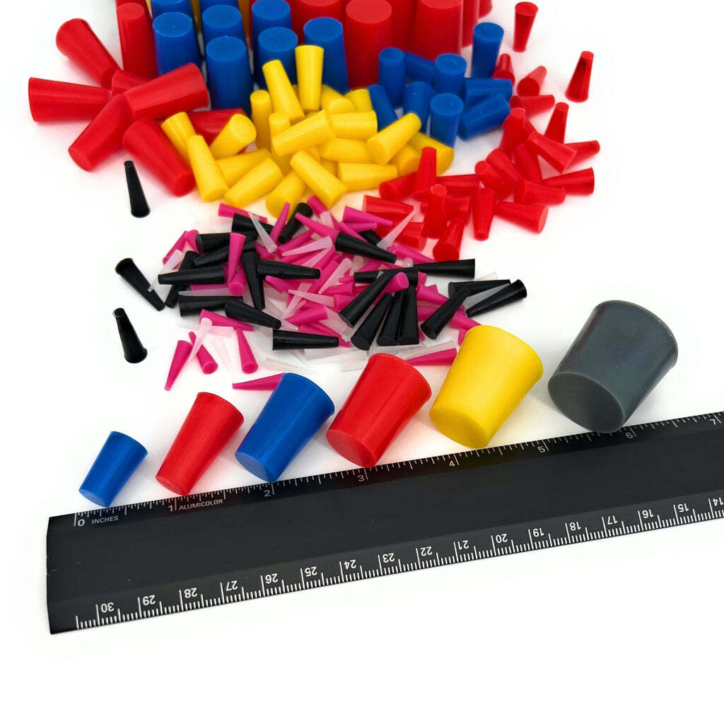 High Temp Masking Supply 235 Piece Silicone Rubber Plug Set - 1/32" to 1" Range