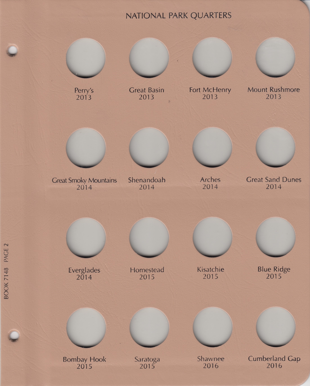 Dansco 7148 Coin Album For US National Parks Quarters Date Set 2010-2021