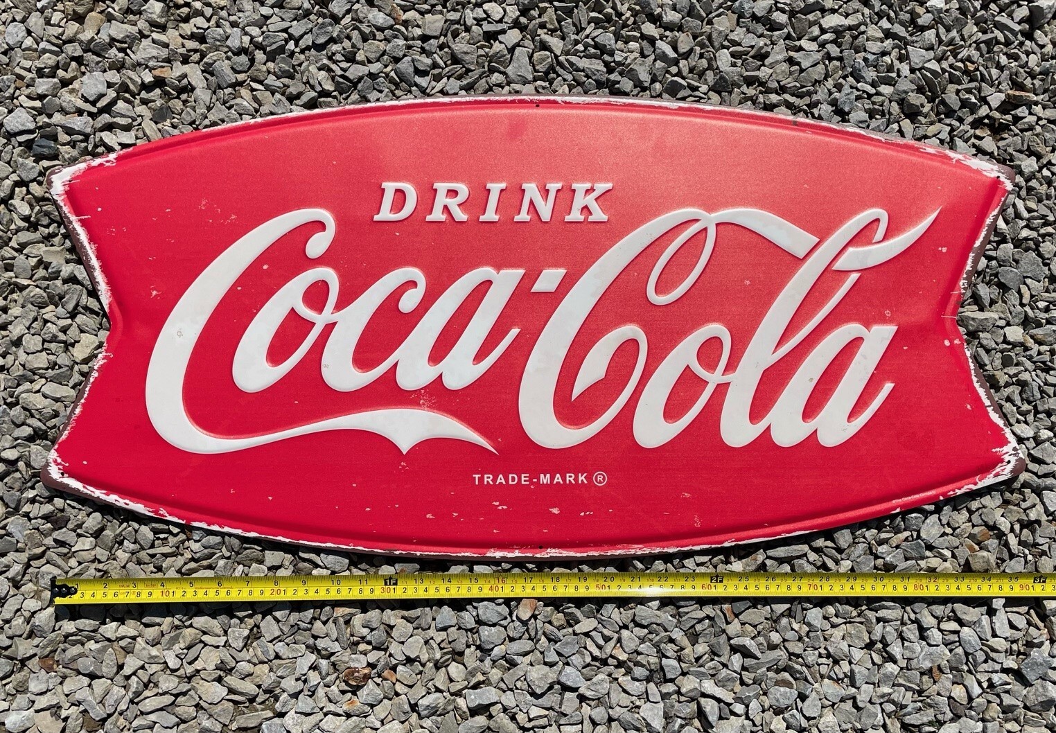 NEW! Reproduction Fishtail Coca-Cola / Coke Metal Sign 36in X 18in Vintage