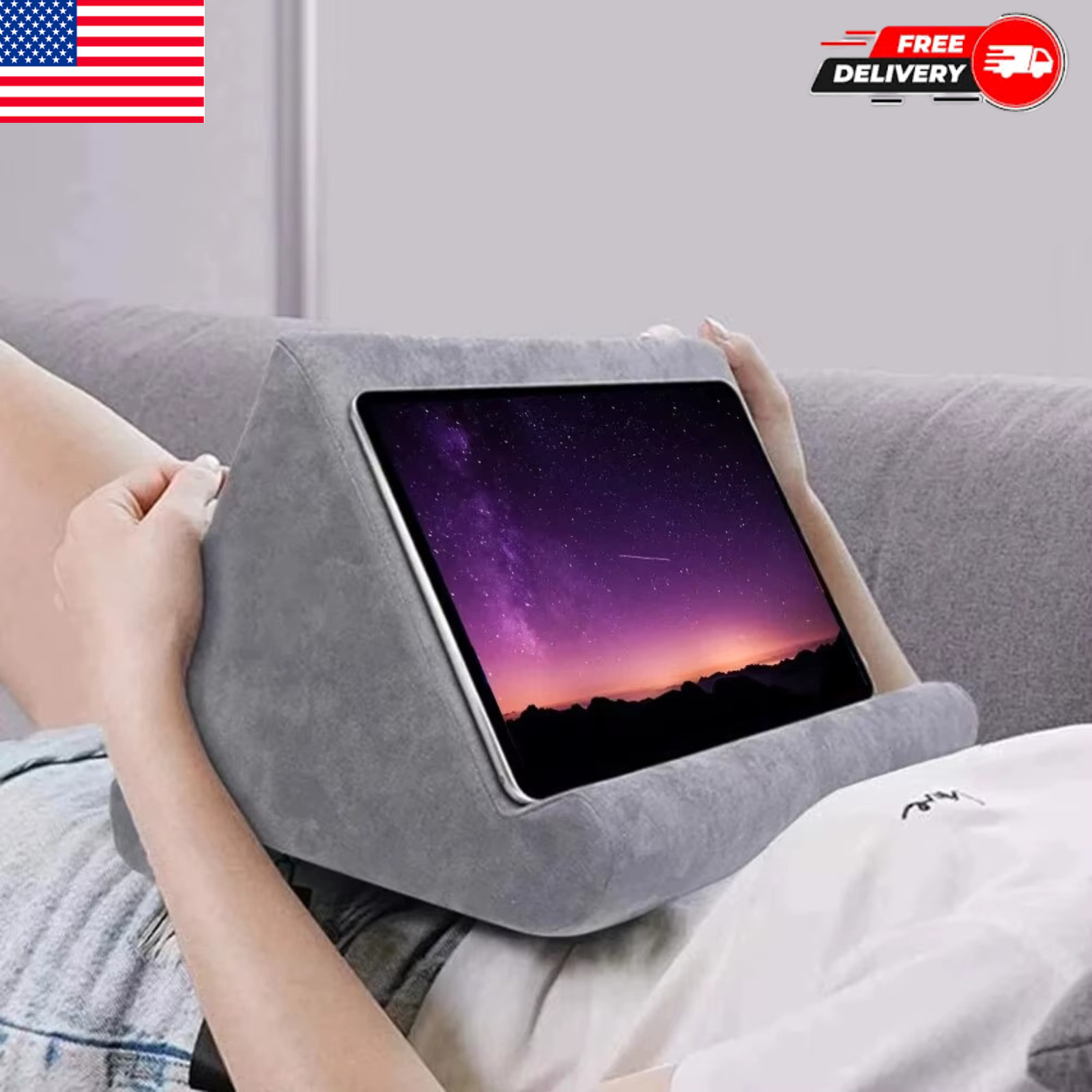 Multi-Angle Pillow for iPad Phone Tablet Read Holder Stand Foam Lap Rest Cushion
