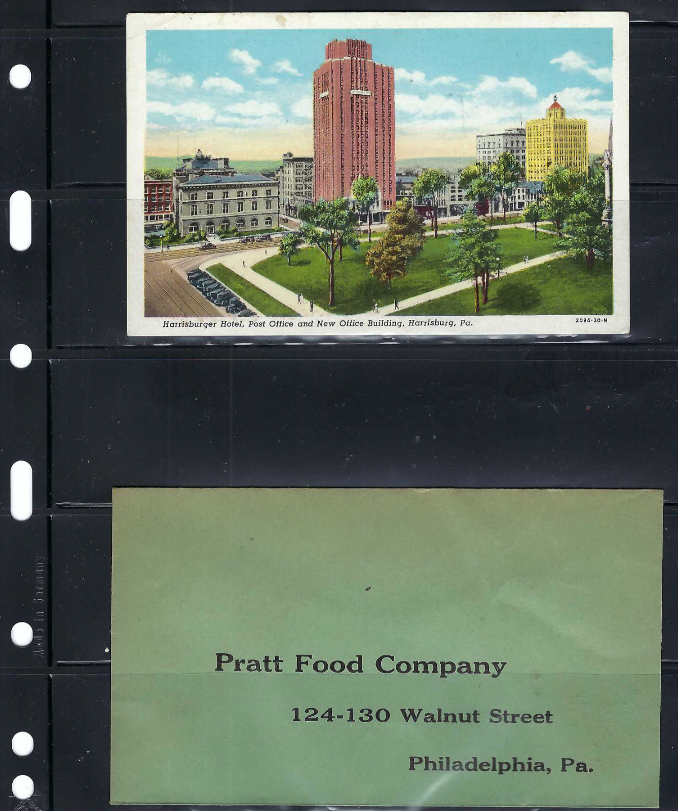 HARRISBURG, PA      'POST OFFICE'- POST CARD.- BUSINESS PHILADELPHIA-  COVER