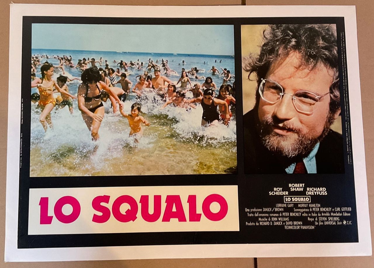 VINTAGE ORIGINAL JAWS SPIELBERG ITALY LARGE 28" X 20" MOVIE POSTER LO SQUALO