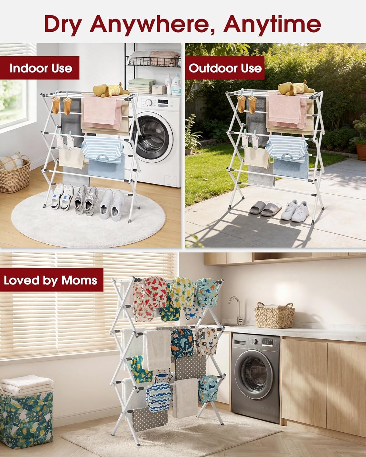 Portable Stainless Steel Clothes Drying Rack - Rust-Resistant & Compact Design